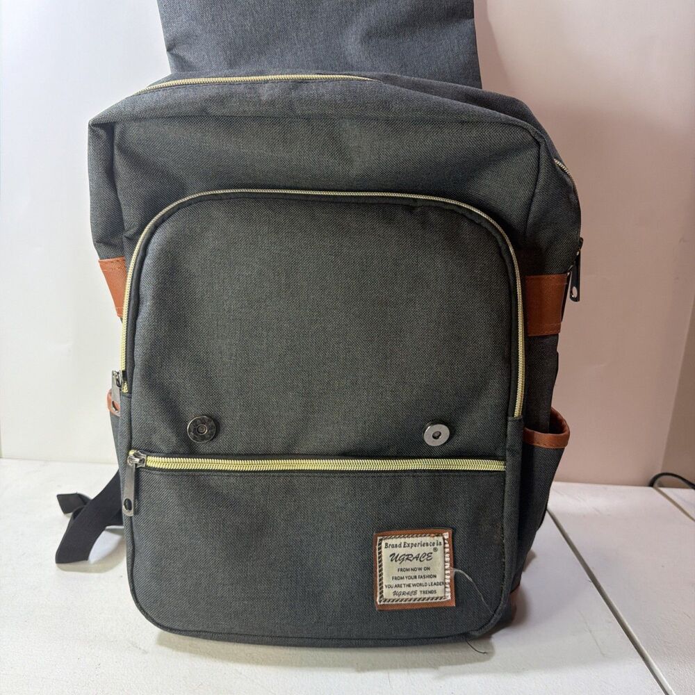 Vintage Wenjie Gray Canvas Laptop Rucksack 18"Backpack